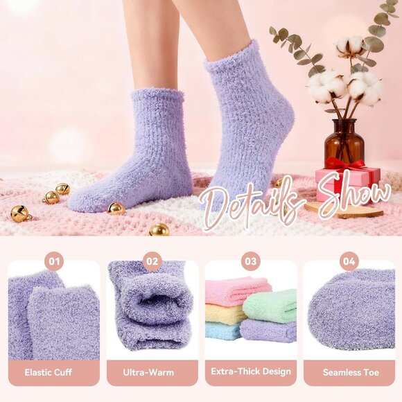 Super Soft&Warm Gifts for Women,Fluffy Fuzzy Socks,Cozy Socks Cloud Comfy -for H - Picture 3 of 6
